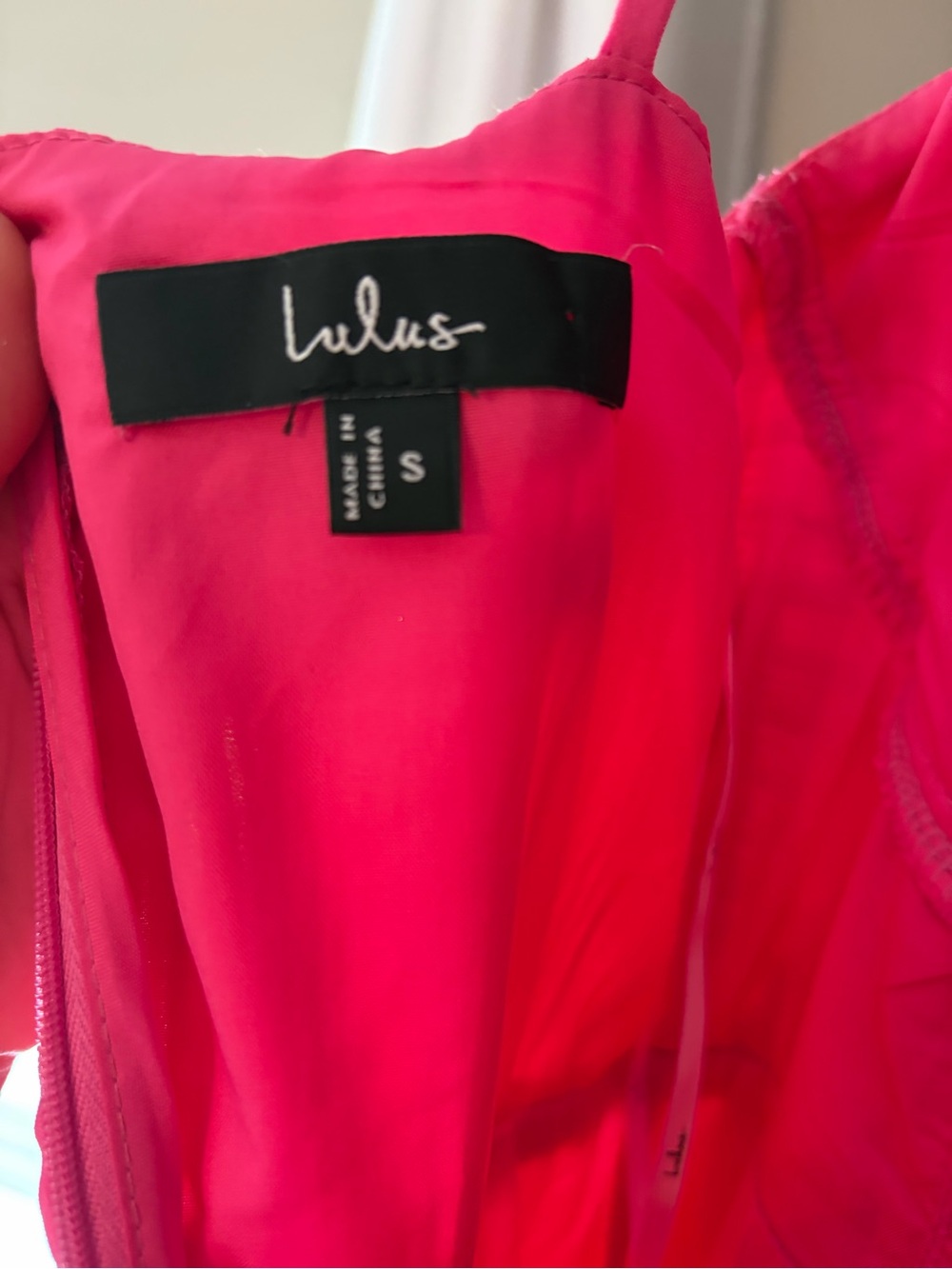 Lulu's Hot Pink Pleated High-Low Spaghetti Strap Dress - Picture 3 of 3